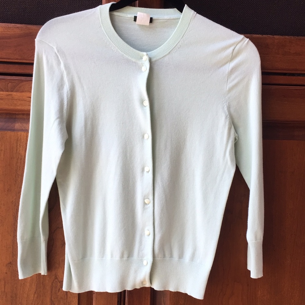 JCrew 3/4 sleeve cardigan in mint green